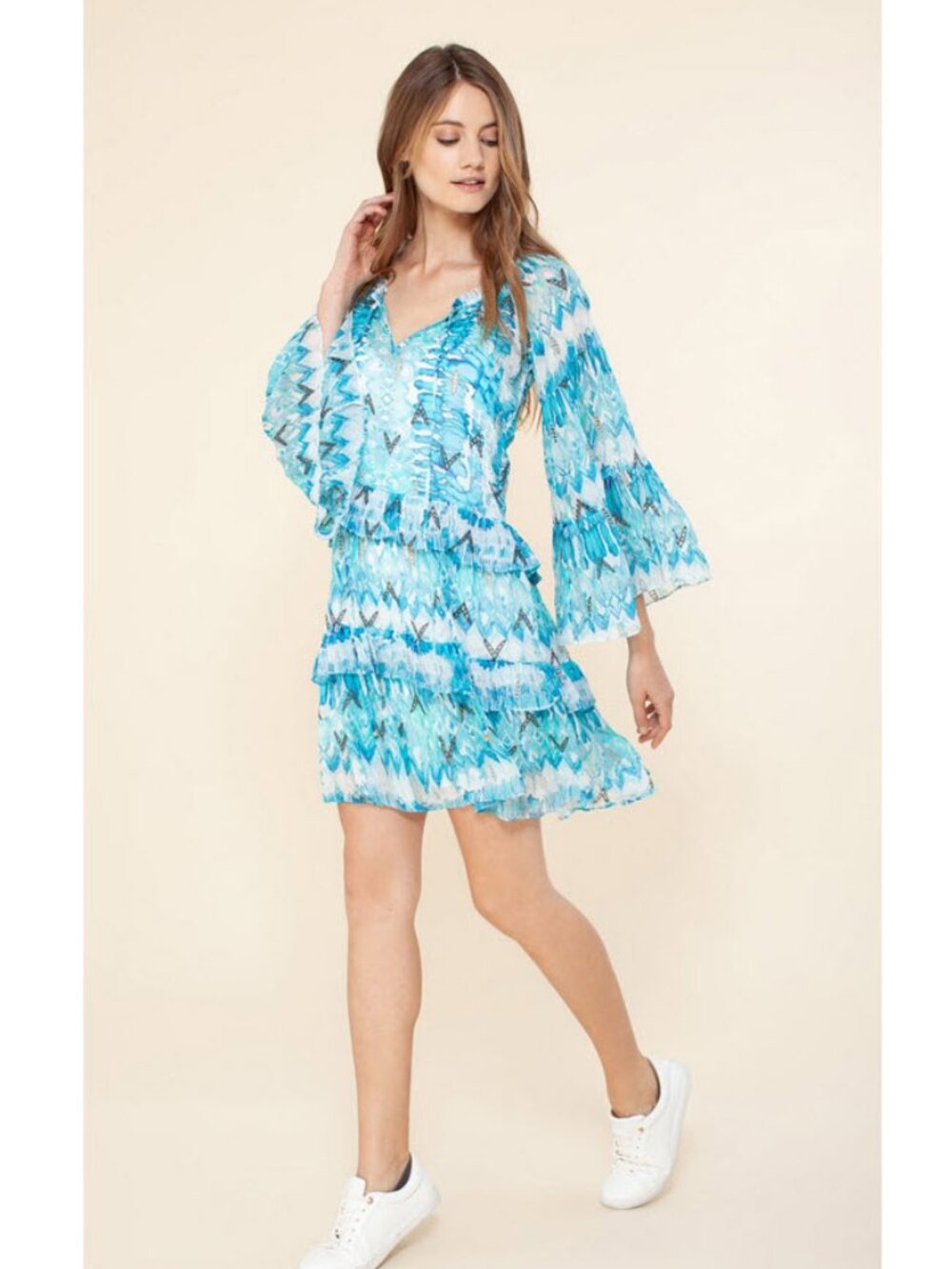 HALE BOB Selina Tiered Ruffle Dress Sz S